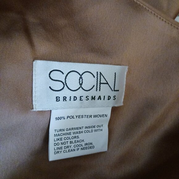 NEW Social Bridesmaids Draped One-Shoulder Convertible Maxi Dress Toffee XL - Picture 6 of 12